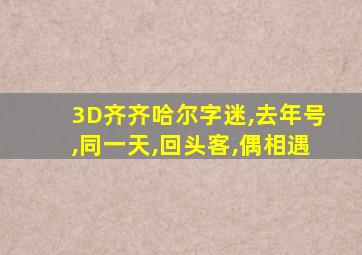 3D齐齐哈尔字迷,去年号,同一天,回头客,偶相遇