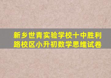 新乡世青实验学校十中胜利路校区小升初数学思维试卷