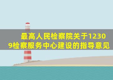 最高人民检察院关于12309检察服务中心建设的指导意见