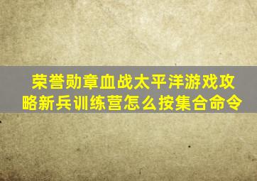 荣誉勋章血战太平洋游戏攻略新兵训练营怎么按集合命令